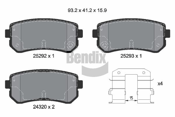 BENDIX Braking BPD1136 Sada brzdových platničiek kotúčovej brzdy