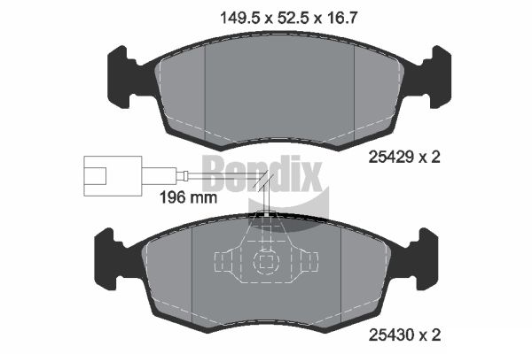 BENDIX Braking BPD1033 Sada brzdových platničiek kotúčovej brzdy