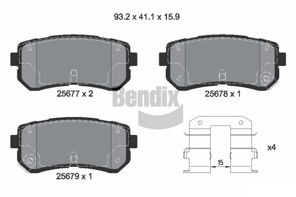BENDIX Braking BPD2258 Sada brzdových platničiek kotúčovej brzdy