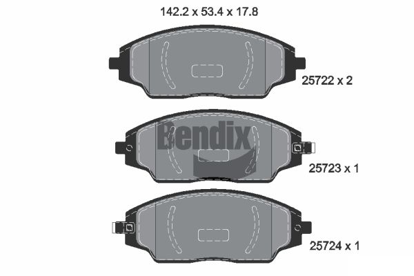 BENDIX Braking BPD2262 Sada brzdových platničiek kotúčovej brzdy