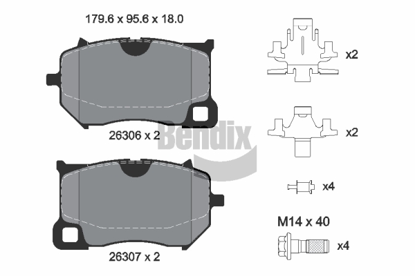 BENDIX Braking BPD2644 Sada brzdových platničiek kotúčovej brzdy
