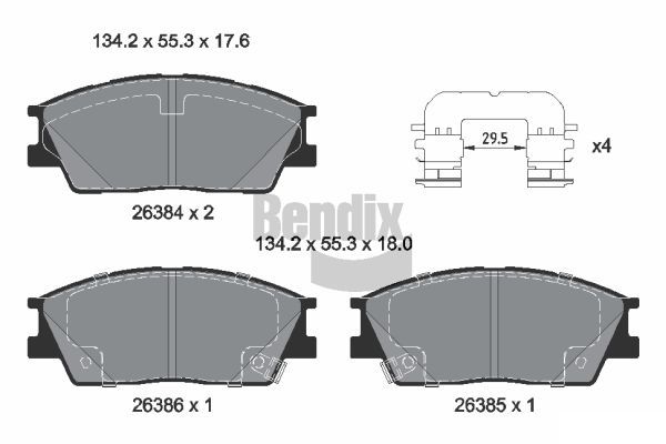 BENDIX Braking BPD1657 Sada brzdových platničiek kotúčovej brzdy