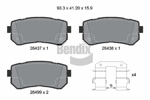 BENDIX Braking BPD2372 Sada brzdových platničiek kotúčovej brzdy
