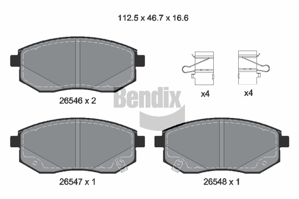BENDIX Braking BPD2530 Sada brzdových platničiek kotúčovej brzdy