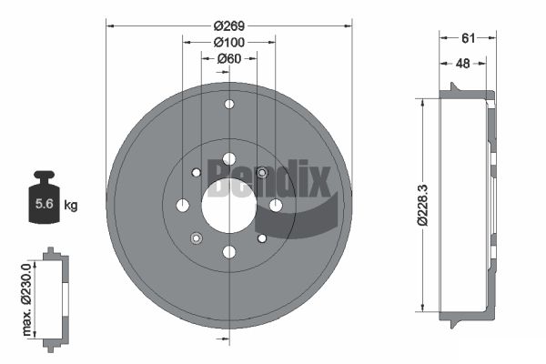 BENDIX Braking BDM1074 Brake Drum