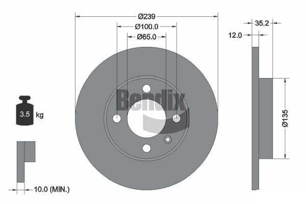 BENDIX Braking BDS1221 Brzdový kotúč