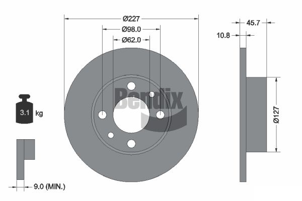 BENDIX Braking BDS1229 Brzdový kotúč