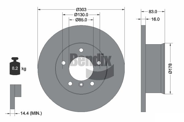 BENDIX Braking BDS1880 Brzdový kotúč