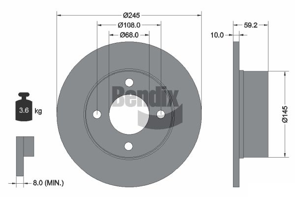 BENDIX Braking BDS1690 Brzdový kotúč