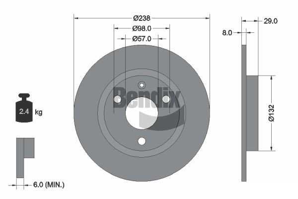 BENDIX Braking BDS1123 Brzdový kotúč