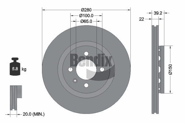 BENDIX Braking BDS1891 Brzdový kotúč