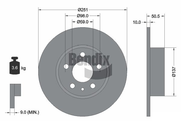 BENDIX Braking BDS1233 Brzdový kotúč