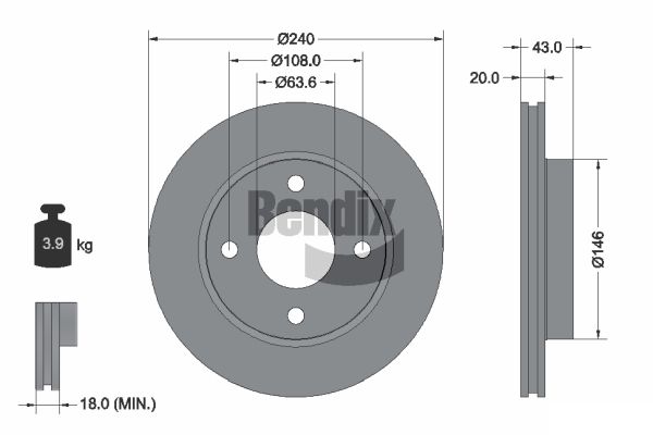 BENDIX Braking BDS1258 Brzdový kotúč