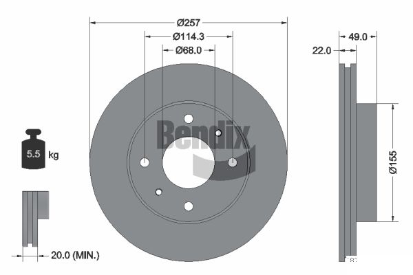 BENDIX Braking BDS1831 Brzdový kotúč