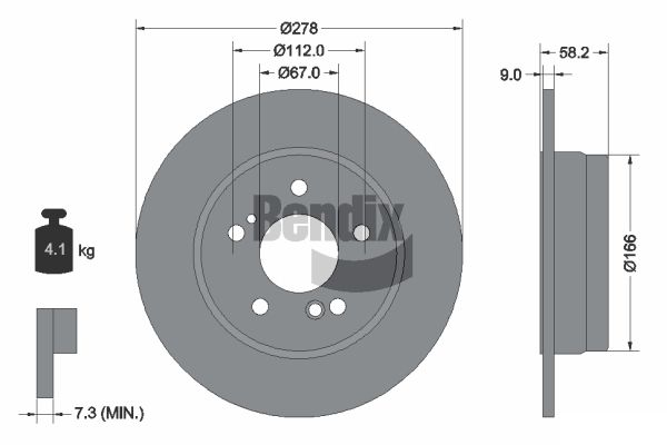 BENDIX Braking BDS2073 Brzdový kotúč