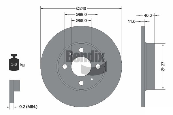 BENDIX Braking BDS1020 Brzdový kotúč