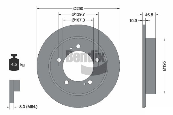BENDIX Braking BDS1773 Brzdový kotúč