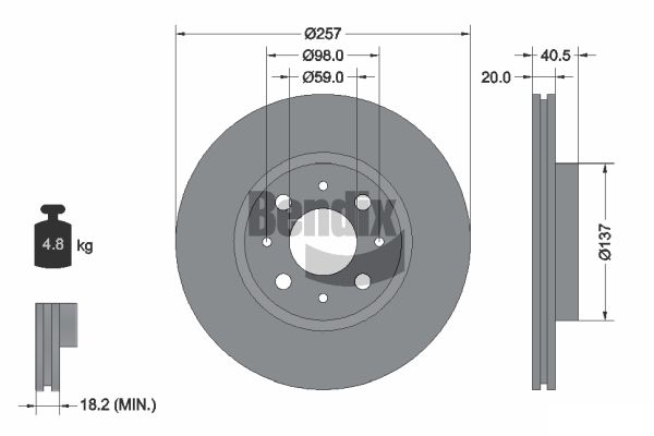 BENDIX Braking BDS1100 Brzdový kotúč