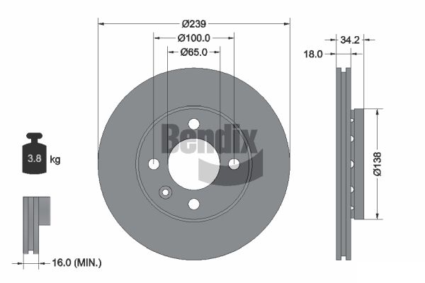BENDIX Braking BDS1144 Brzdový kotúč