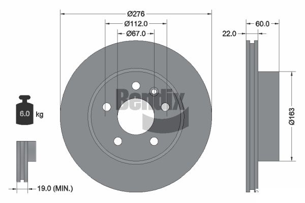 BENDIX Braking BDS1189 Brzdový kotúč