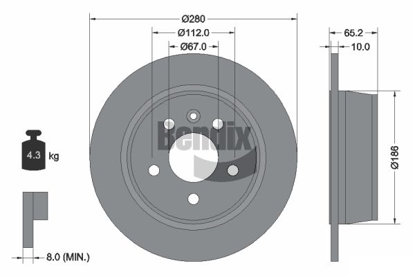BENDIX Braking BDS1697 Brzdový kotúč