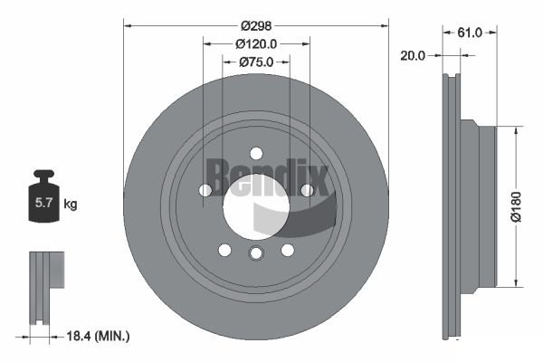 BENDIX Braking BDS1307 Brzdový kotúč