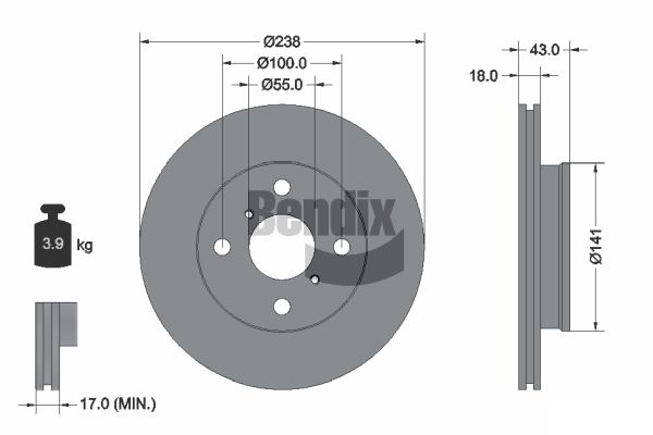 BENDIX Braking BDS1982 Brzdový kotúč