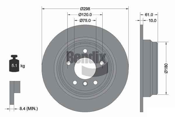 BENDIX Braking BDS1714 Brzdový kotúč