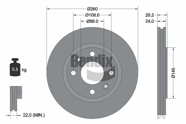 BENDIX Braking BDS1882 Brzdový kotúč