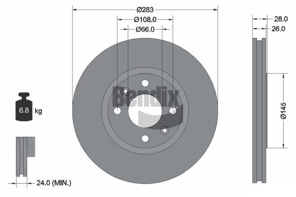BENDIX Braking BDS1109 Brzdový kotúč
