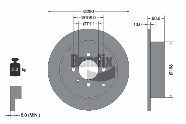 BENDIX Braking BDS1235 Brzdový kotúč