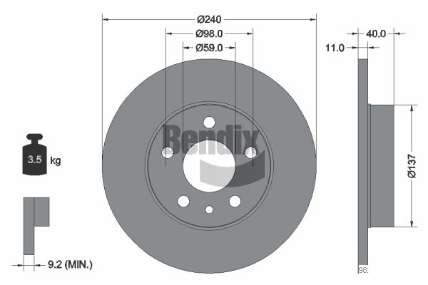 BENDIX Braking BDS2053 Brzdový kotúč