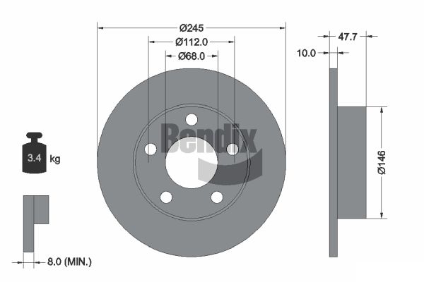BENDIX Braking BDS1679 Brzdový kotúč