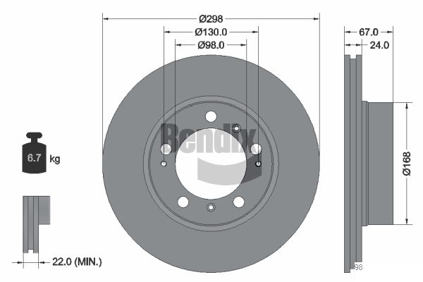 BENDIX Braking BDS2103 Brzdový kotúč