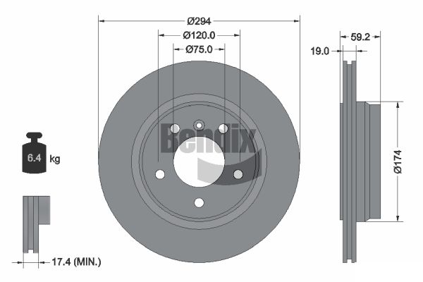 BENDIX Braking BDS1216 Brzdový kotúč