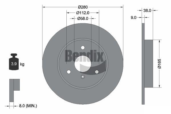 BENDIX Braking BDS1265 Brzdový kotúč