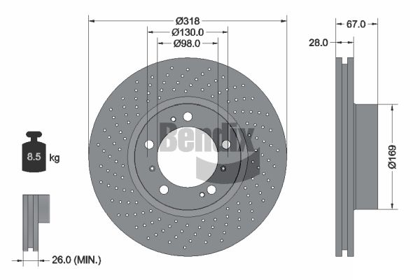 BENDIX Braking BDS1544LHC Brzdový kotúč