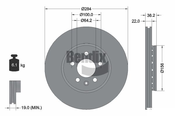 BENDIX Braking BDS1889 Brzdový kotúč