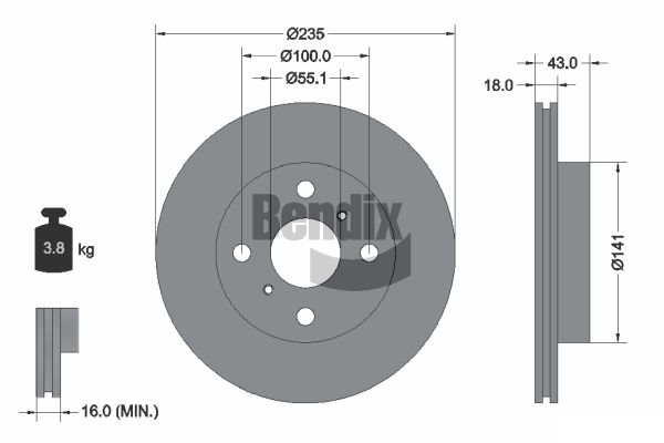 BENDIX Braking BDS1102 Brzdový kotúč