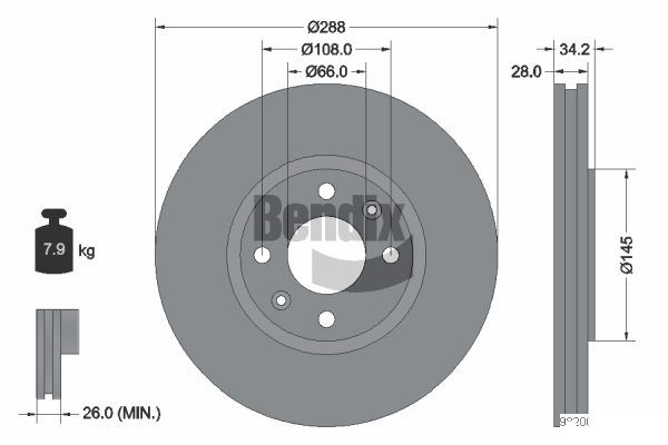 BENDIX Braking BDS1286 Brzdový kotúč