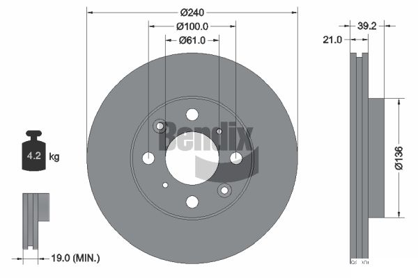 BENDIX Braking BDS1894 Brzdový kotúč
