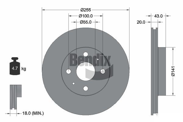 BENDIX Braking BDS1326 Brzdový kotúč