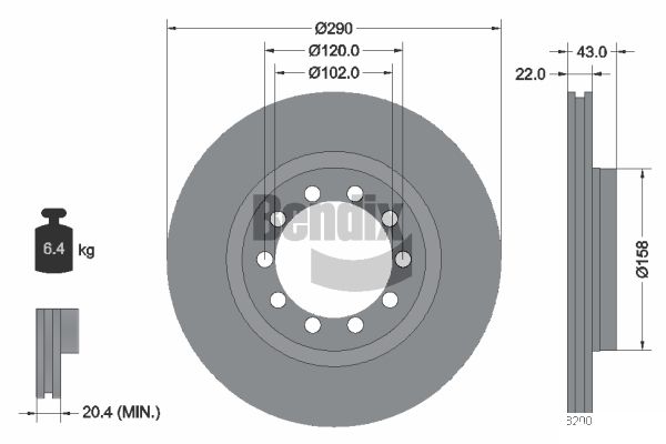 BENDIX Braking BDS1808 Brzdový kotúč