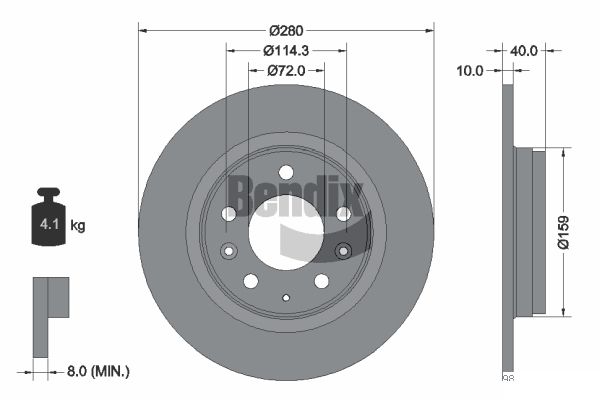 BENDIX Braking BDS1164 Brzdový kotúč