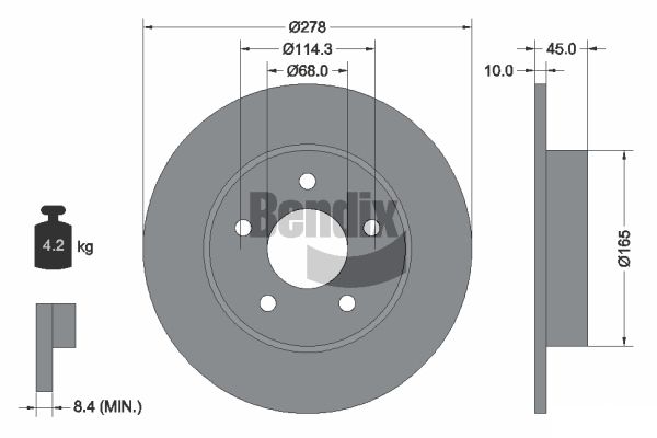 BENDIX Braking BDS1699 Brzdový kotúč
