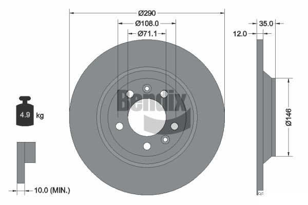 BENDIX Braking BDS1059 Brzdový kotúč
