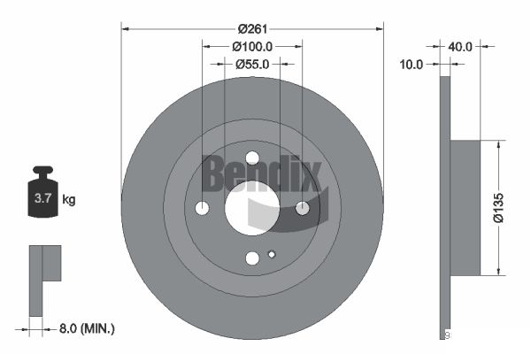 BENDIX Braking BDS2095 Brzdový kotúč