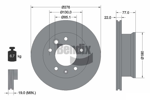 BENDIX Braking BDS1057 Brzdový kotúč
