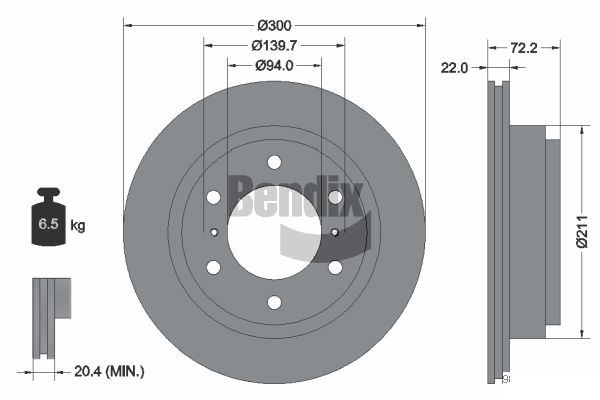 BENDIX Braking BDS1395 Brzdový kotúč