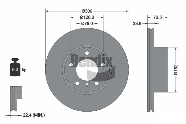 BENDIX Braking BDS1098HC Brzdový kotúč
